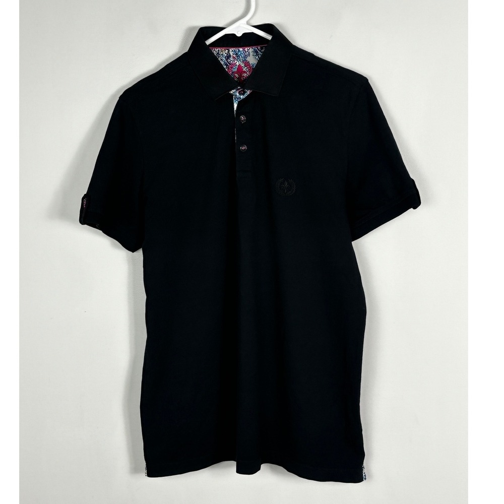 Au Noir Mens Black Short Sleeve Polo Shirt Sz 3 or Medium Golf Minimalist Cotton